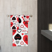 Stijlvol Trendy Red en Black Love Hetern Bad Handdoek
