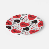 Stijlvol Trendy Red en Black Love Hetern Papieren Bordje (Gekanteld)