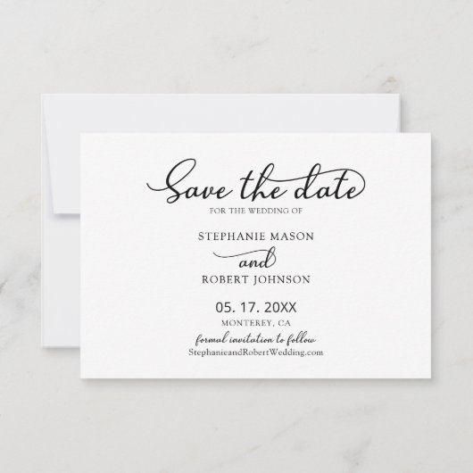 Stijlvol Trendy Script 3 Fotocollage Bruiloft Save The Date (Achterkant)