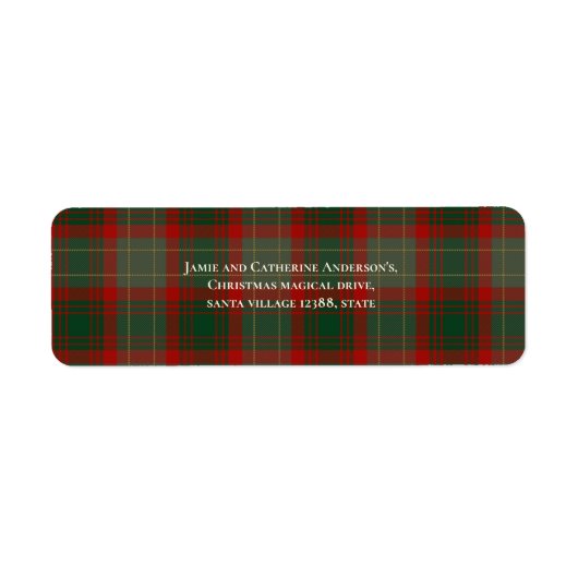 Stijlvol trendy script Buffalo Plaid Kerstmis Etiket (Voorkant)