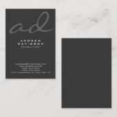 Stijlvol Trendy Script Grey Monogram Visitekaartje (Voorkant / Achterkant)