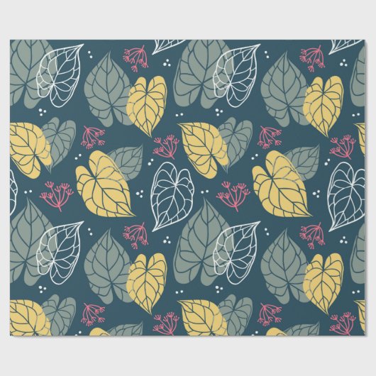 Stijlvol tropisch blad, groen en geel cadeaupapier (Vlak)