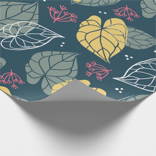 Stijlvol tropisch blad, groen en geel cadeaupapier (Hoek)