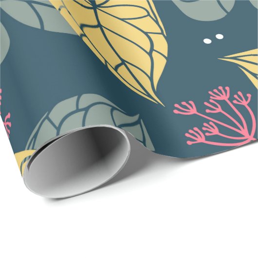 Stijlvol tropisch blad, groen en geel cadeaupapier (Rol Hoek)