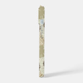 Stijlvol tropisch bladpatroon beige, steen iPhone 15 case (Linkerkant)
