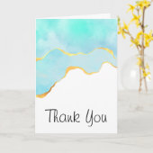 Stijlvol Tropisch Groen met Gold Border Dank u Kaart (Gele Bloem)