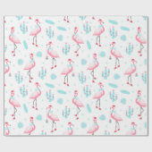 Stijlvol Tropisch Kerstroze flamingo Girly Cadeaupapier (Vlak)