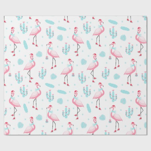 Stijlvol Tropisch Kerstroze flamingo Girly Cadeaupapier (Vlak)