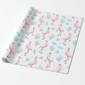 Stijlvol Tropisch Kerstroze flamingo Girly Cadeaupapier (Uitgerold)