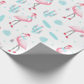 Stijlvol Tropisch Kerstroze flamingo Girly Cadeaupapier (Hoek)