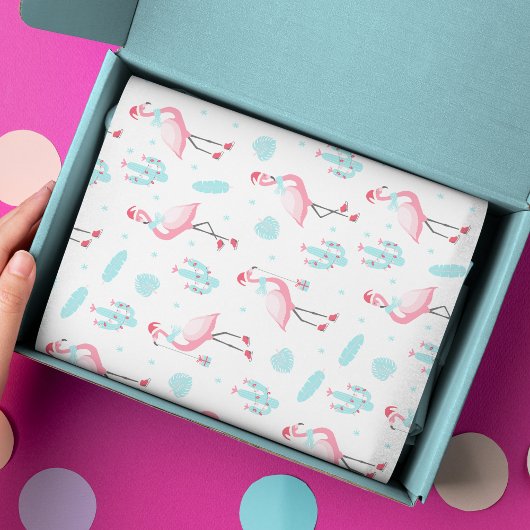 Stijlvol Tropisch Kerstroze flamingo Girly Tissuepapier