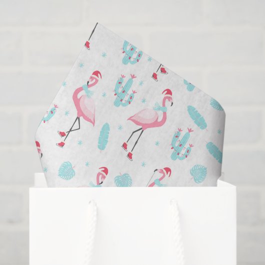 Stijlvol Tropisch Kerstroze flamingo Girly Tissuepapier (Cadeauzakje)