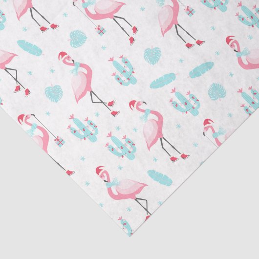 Stijlvol Tropisch Kerstroze flamingo Girly Tissuepapier (Detail)