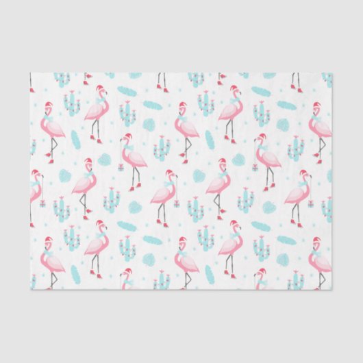 Stijlvol Tropisch Kerstroze flamingo Girly Tissuepapier (Voorkant)