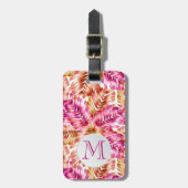 Stijlvol tropisch palm monogrammed bagagelabel (Voorkant verticaal)