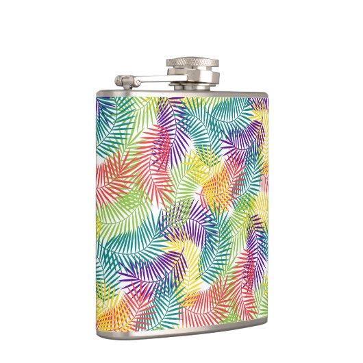 Stijlvol Tropisch palmflap Kleurrijk Patroon Heupfles (Rechts)