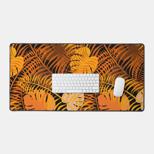 Stijlvol tropisch Sinaasappel zwart botanisch Bureaumat (Keyboard & Muis)