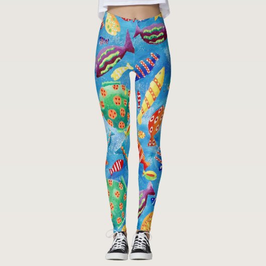Stijlvol tropisch vis leuk patroon leggings (Voorkant)