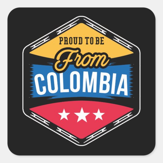 Stijlvol Trots om uit Colombia te komen Vierkante Sticker (Voorkant)