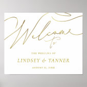 Stijlvol trouwwelkomstteken met Faux Gold Script Poster (Voorkant)