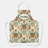 Stijlvol Tuinieren Schort met Terracotta en Groen (Voorkant)