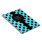 Stijlvol Turquoise & Black Polka Dot Custom Journa Notitieboek (Rechterzijde)