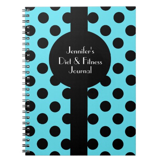 Stijlvol Turquoise & Black Polka Dot Custom Journa Notitieboek (Voorkant)