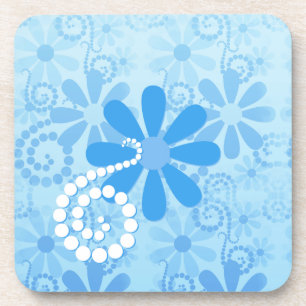 Stijlvol Turquoise Blue Floral Retro Daisy Flowers Drankjes Onderzetter