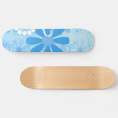 Stijlvol Turquoise Blue Floral Retro Daisy Flowers Skateboard (Horizontaal)