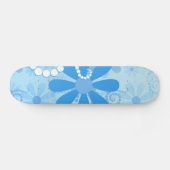 Stijlvol Turquoise Blue Floral Retro Daisy Flowers Skateboard (Horizontaal)
