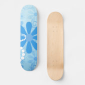 Stijlvol Turquoise Blue Floral Retro Daisy Flowers Skateboard (Voorkant)