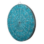 Stijlvol Turquoise Blue Glitter Dartbord (Voorkant Rechts)