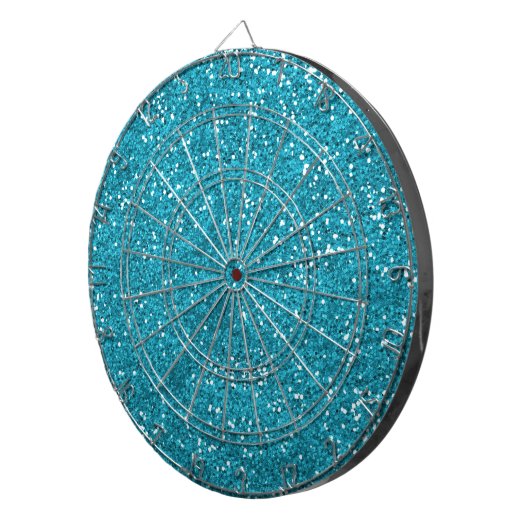 Stijlvol Turquoise Blue Glitter Dartbord (Voorkant Rechts)