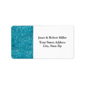Stijlvol Turquoise Blue Glitter Etiket (Voorkant)