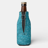 Stijlvol Turquoise Blue Glitter Flesjeskoeler (Fles Achterkant)