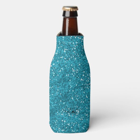 Stijlvol Turquoise Blue Glitter Flesjeskoeler (Fles Voorkant)