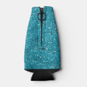 Stijlvol Turquoise Blue Glitter Flesjeskoeler (Achterkant)