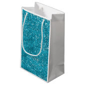 Stijlvol Turquoise Blue Glitter Klein Cadeauzakje (Achterkant Gekanteld)