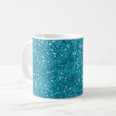 Stijlvol Turquoise Blue Glitter Koffiemok (Voorkant links)