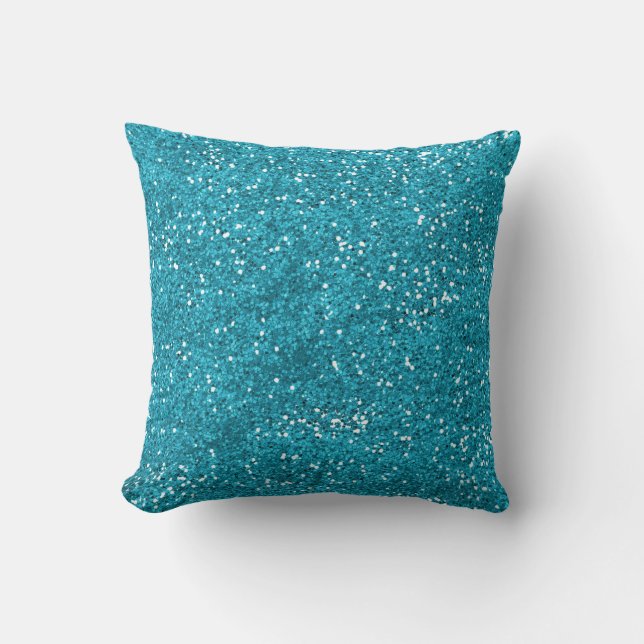Stijlvol Turquoise Blue Glitter Kussen (Voorkant)