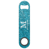 Stijlvol Turquoise Blue Glitter Monogrammed Speed Flessenopener (Voorkant)