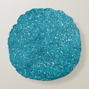 Stijlvol Turquoise Blue Glitter Rond Kussen