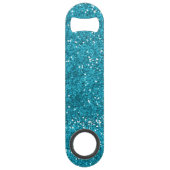 Stijlvol Turquoise Blue Glitter Speed Flessenopener (Achterkant)