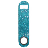 Stijlvol Turquoise Blue Glitter Speed Flessenopener (Voorkant)