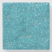 Stijlvol Turquoise Blue Glitter Stenen Onderzetter (Voorkant)