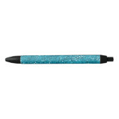 Stijlvol Turquoise Blue Glitter Zwarte Inkt Pen (Voorkant)