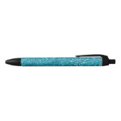 Stijlvol Turquoise Blue Glitter Zwarte Inkt Pen (Bovenkant)