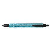 Stijlvol Turquoise Blue Glitter Zwarte Inkt Pen (Achterkant)
