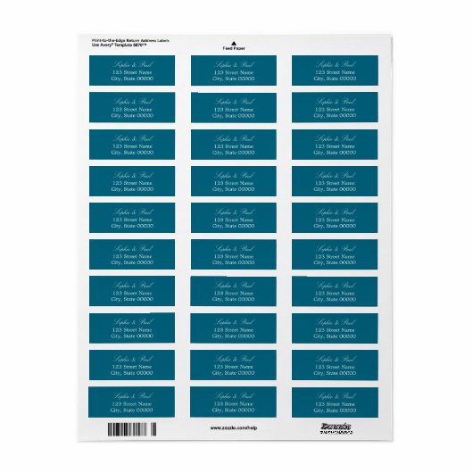 Stijlvol Turquoise Blue Return Label (Full Sheet)