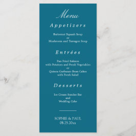 Stijlvol Turquoise Blue Wedding Menu